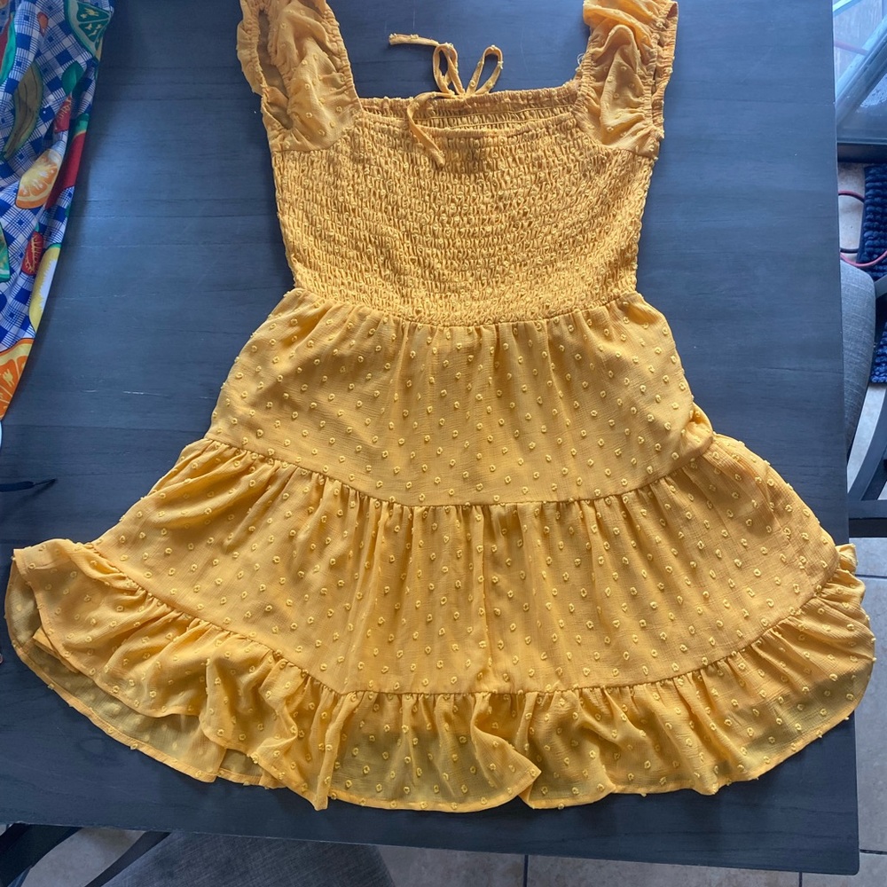 Lulu's Gold Smocked Tiered Sundress